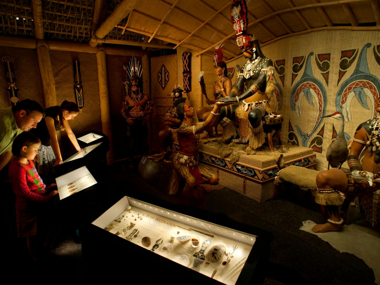 The Florida Museum of Natural History "Southwest Florida People and Environments" permanent exhibit features a Calusa Indian welcoming ceremony set in the 1500s and designed based on written accounts. The Calusa ruled southwest Florida at the time of European contact. Florida Museum of Natural History photo by Eric Zamora