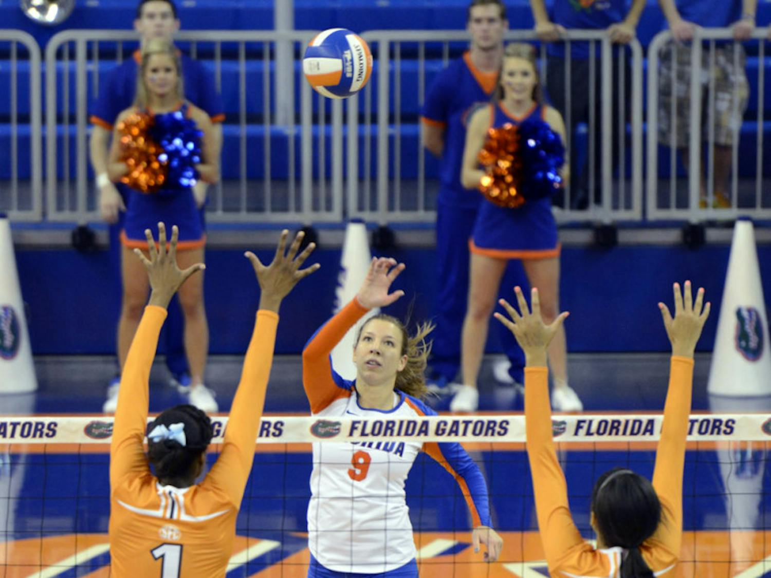 Ziva Recek reaches for the ball during Florida’s three-set victory against Tennessee on Oct. 27 in the O’Connell Center.