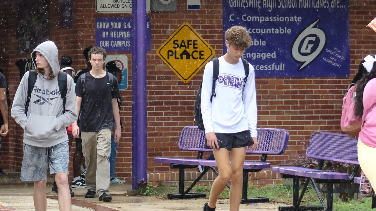 Gainesville High School students leaving at dismissal on Sept. 13, 2024.