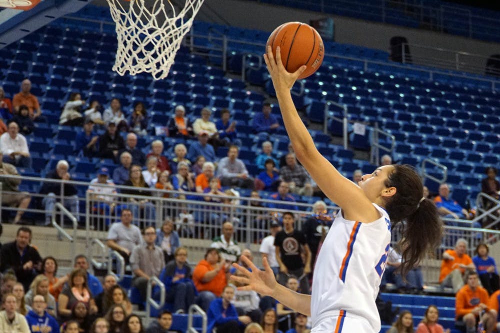 <p>UF guard Eleanna Christinaki goes for a layup during Florida's 53-45 win against LSU on Jan. 17, 2016, in the O'Connell Center.</p>
