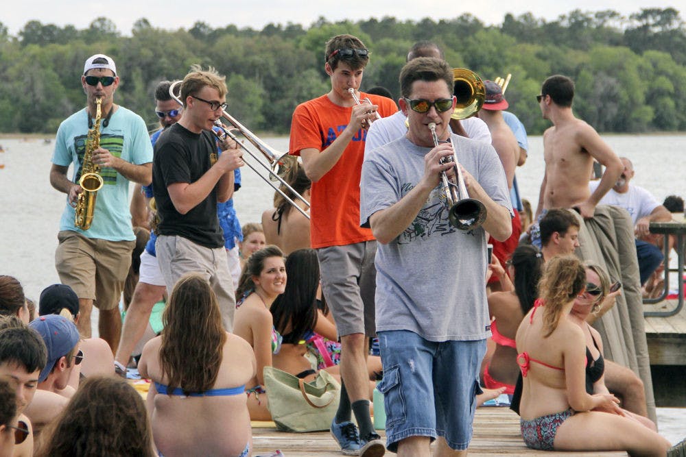 A jazz ensemble performs for RecSports' “Music in the Park” event at Lake Wauburg on Saturday afternoon.