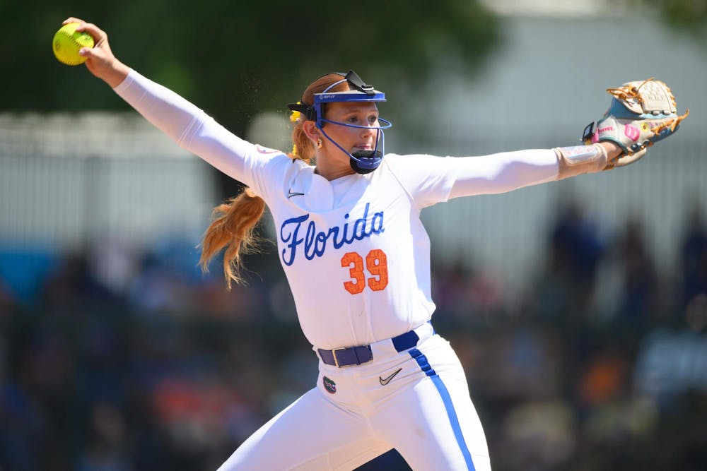 Florida right-handed pitcher Katelynn Oxley throws during an NCAA softball game against Tennessee, Saturday, March 21, 2026, in Gainesville, Fla.