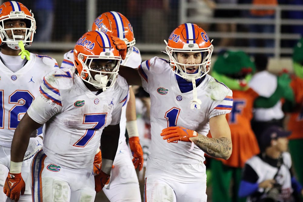 <p>Florida running back Trevor Etienne — 17 carries for 129 yards and one touchdown — and wide receiver Ricky Pearsall — five receptions for 148 yards and two touchdowns — during the Gators&#x27; loss to Florida State Friday, Nov. 25, 2022.  ﻿</p>