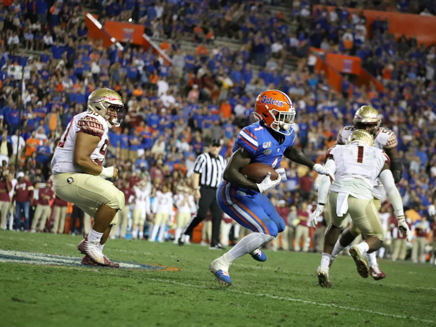 Kadarius Toney at the Sunshine Showdown last season. Coach Dan Mullen has been pleased with Toney's fall camp performance in the wide receiver position.