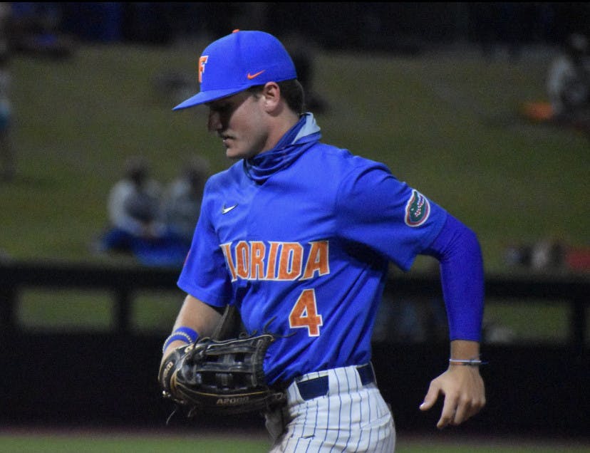 Outfielder Jud Fabian jogs off the field March 13 against Jacksonville