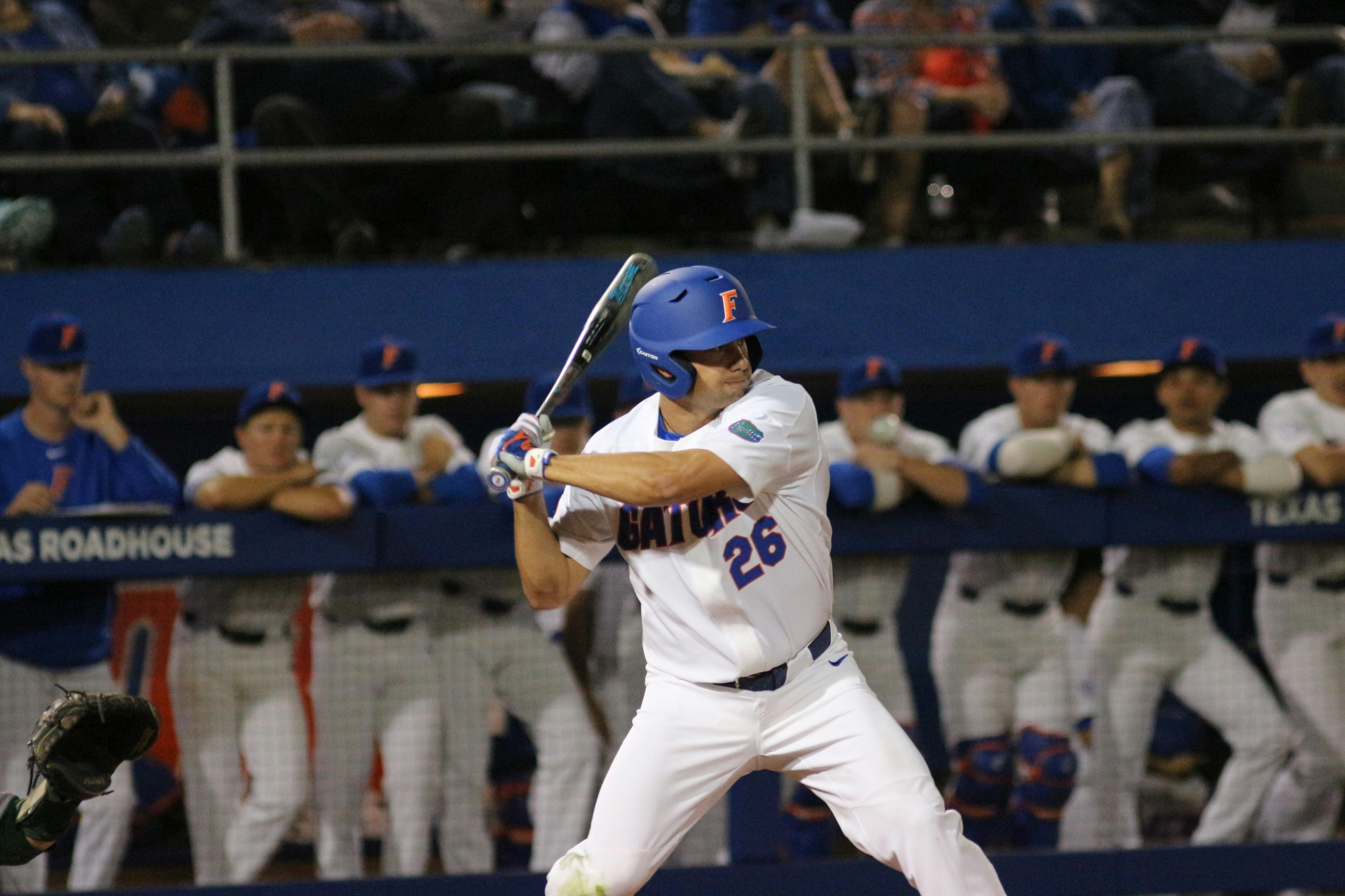 Florida center fielder Nick Horvath went 3-for-4, notched two RBIs and scored two runs on Tuesday against Florida State in a 12-6 win for the Gators.