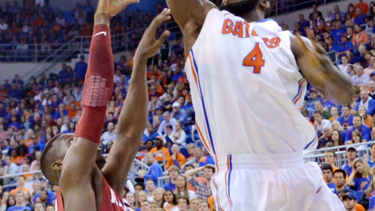 Patric Young attempts a layup during Florida’s 78-69 win against Alabama on Feb. 8 in the O’Connell Center.