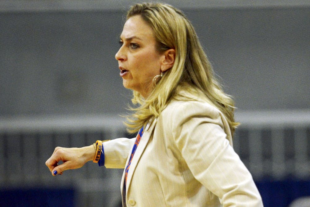 Amanda Butler calls out a play during Florida's 64-56 loss to No. 6 Tennessee on Feb. 8 in the O'Connell Center.