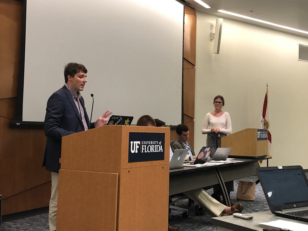 Deputy Minority Party Leader Nikolas Bindi speaks to the Senate Chamber during public debate about why he disagrees with the Senate’s current trend of voting on important agenda items in blocks.