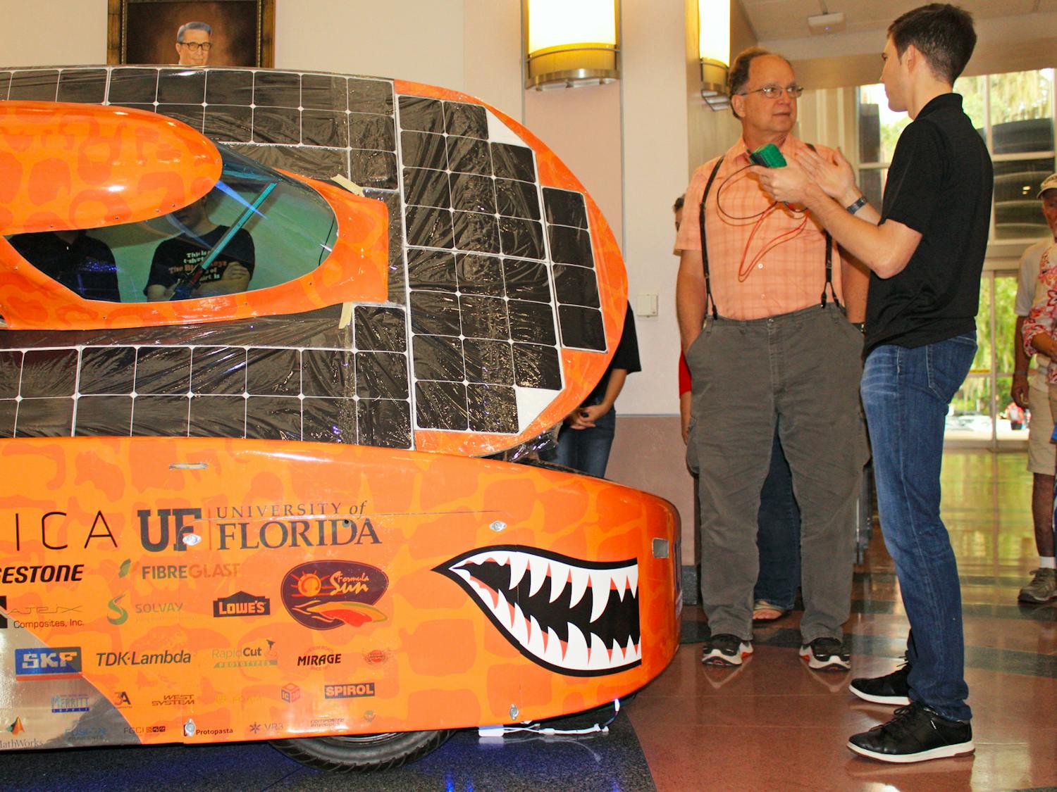 Taylor Gerke, Electrical Project Manager, gives an explanation of the Sunrider&#x27;s functionality and design at UF’s New Engineering Building on Thursday, June 22, 2023.