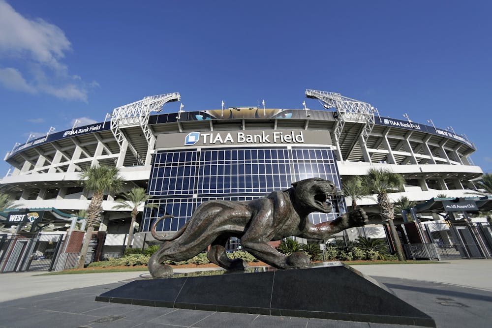 <p>TIAA Bank Field, the home stadium of the NFL’s Jacksonville Jaguars, also serves as host for the annual Florida-Georgia game. (AP Photo/John Raoux)</p>