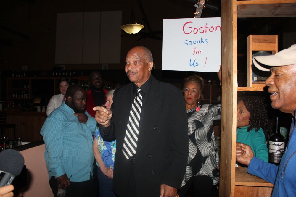 Charles Goston celebrates his past years in office and a hard-fought race for District 1 City Commissioner at The Warehouse Restaurant and Lounge on Main Street.
&nbsp;