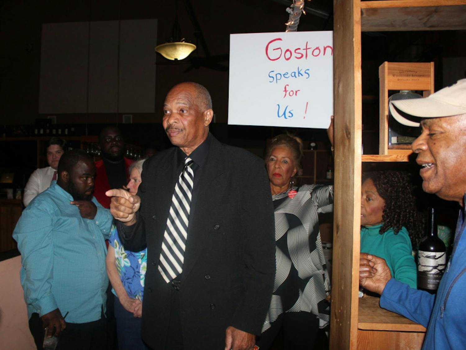 Charles Goston celebrates his past years in office and a hard-fought race for District 1 City Commissioner at The Warehouse Restaurant and Lounge on Main Street.
