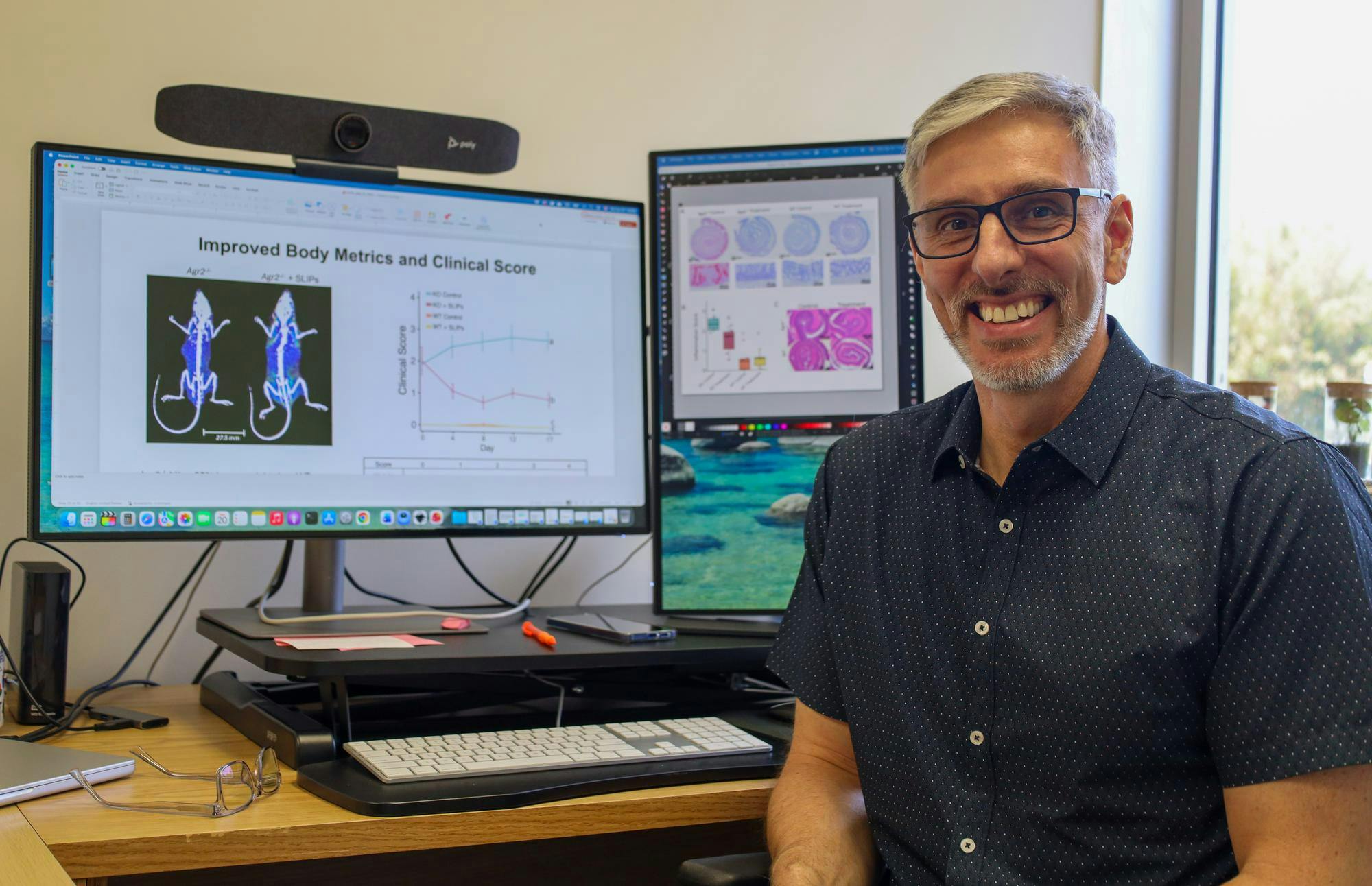UF microbiology associate professor Luiz Roesch poses for a portrait at his desk on Monday, April 20, 2026, in Gainesville, Fla.
