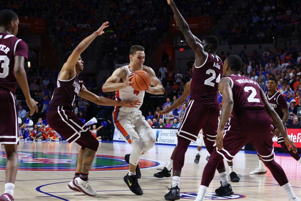Florida guard Egor Koulechov has bounced back from his early-season shooting struggles, connecting on 65 percent of his three-point attempts over UF's previous four games. 