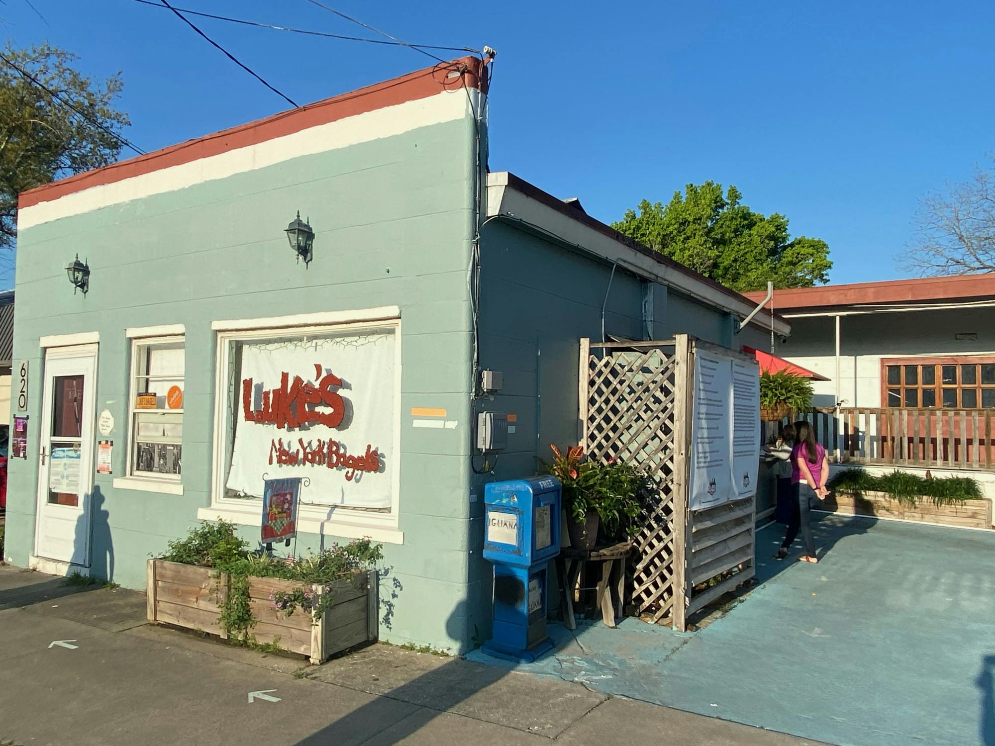 Luke’s Bagel shop at 620 S Main St., held a bagel competition on social media. UF students placed first and second, winning free bagels and t-shirts. (Photo courtesy of Drew Britton, April 8)