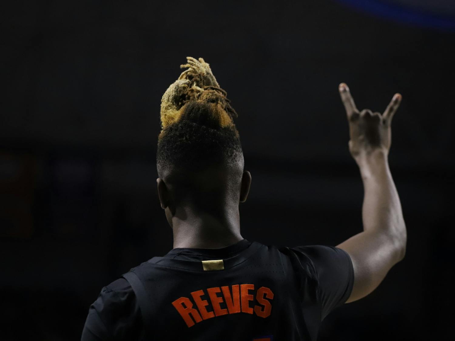 Freshman guard Kowacie Reeves during a Feb. 27 matchup with Auburn. Reeves propelled the Gators into overtime Thursday with a career-high 21 points. 