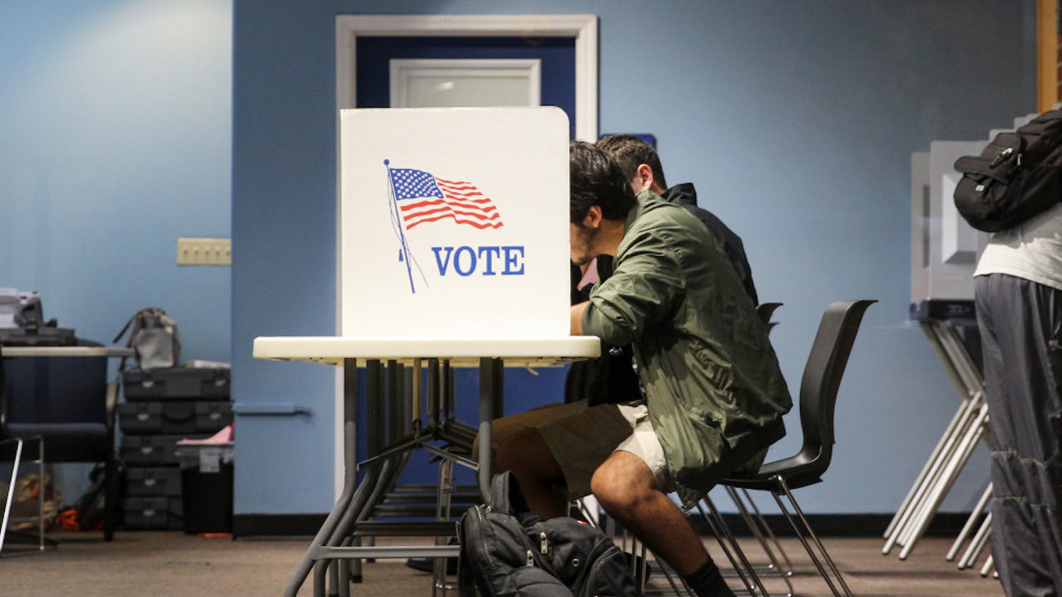 Nestor Garcia, a 21-year-old industrial engineer major, attends the early voting session on Oct. 22, 2018, at the J. Wayne Reitz Union to vote for the first time.