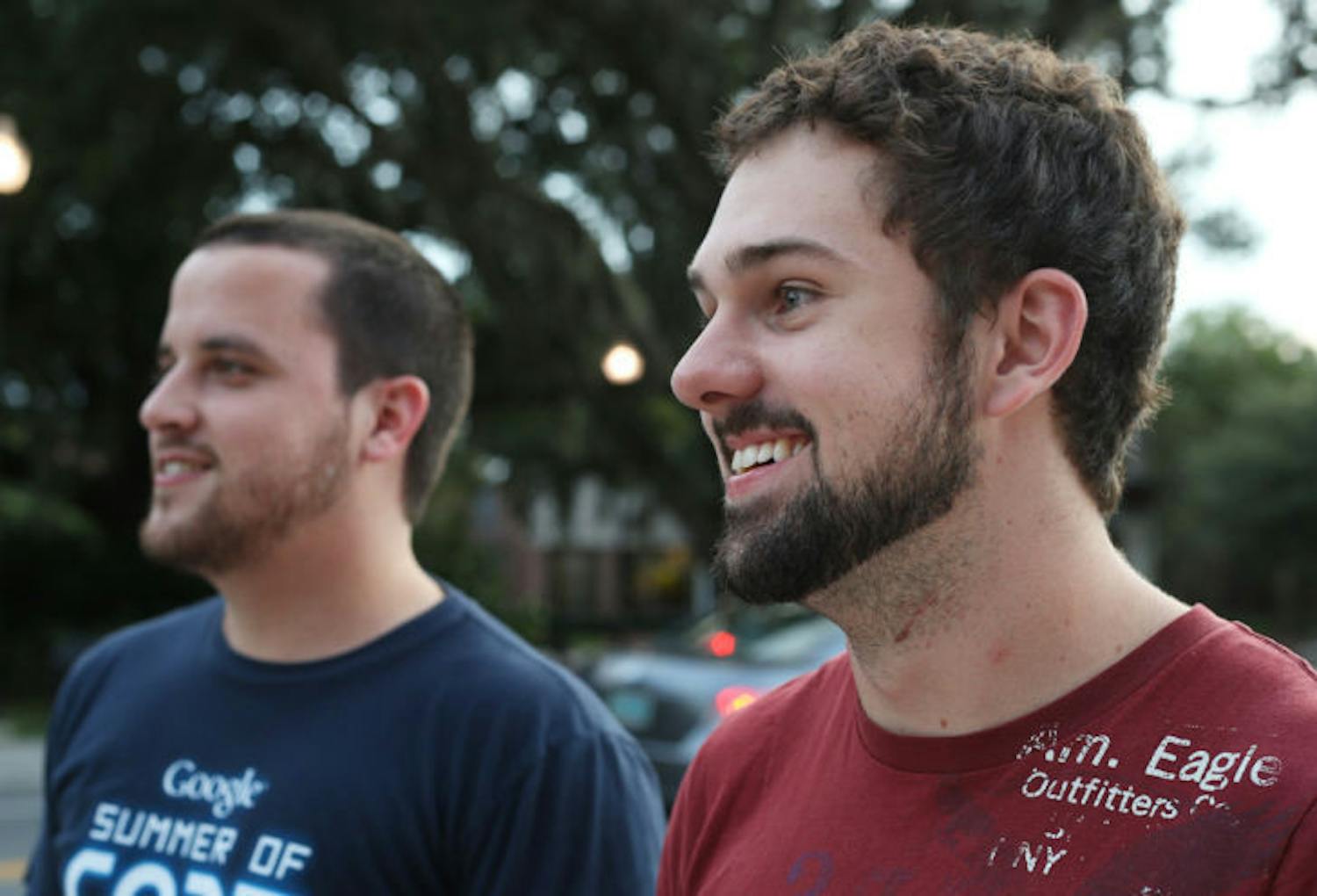 UF aerospace engineering seniors Lee Jones, 23, and Ernesto Aneiros, 23, both sport beards. A significant drop in razor sales has been reported as facial hair becomes more of a trend.