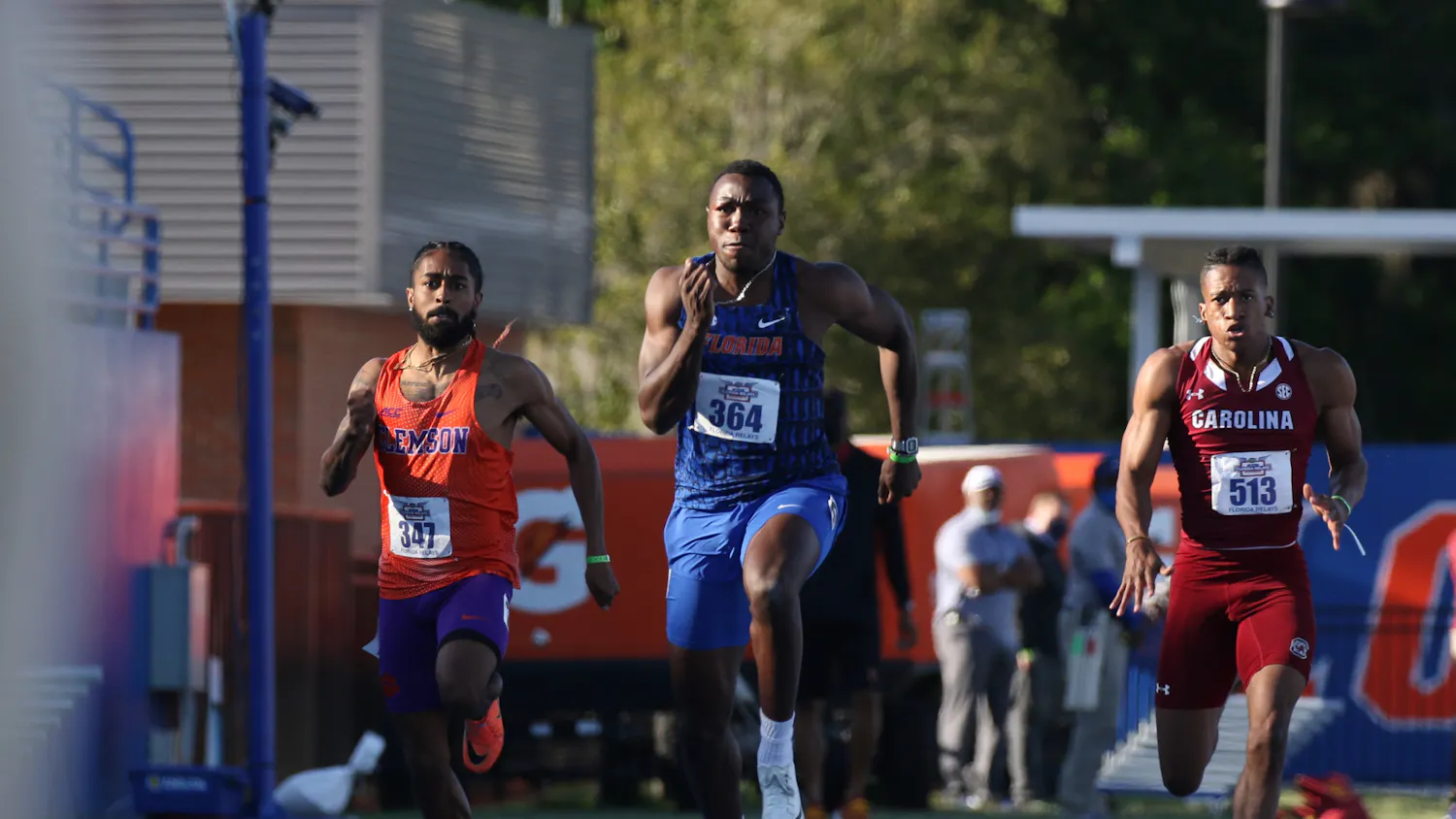 Florida's Joseph Fahnbulleh competes during the Pepsi Florida Relays on Friday, April 2, 2021 at Percy Beard Track at James G. Pressly Stadium in Gainesville, Fla. / UAA Communications photo by Chloe Hyde