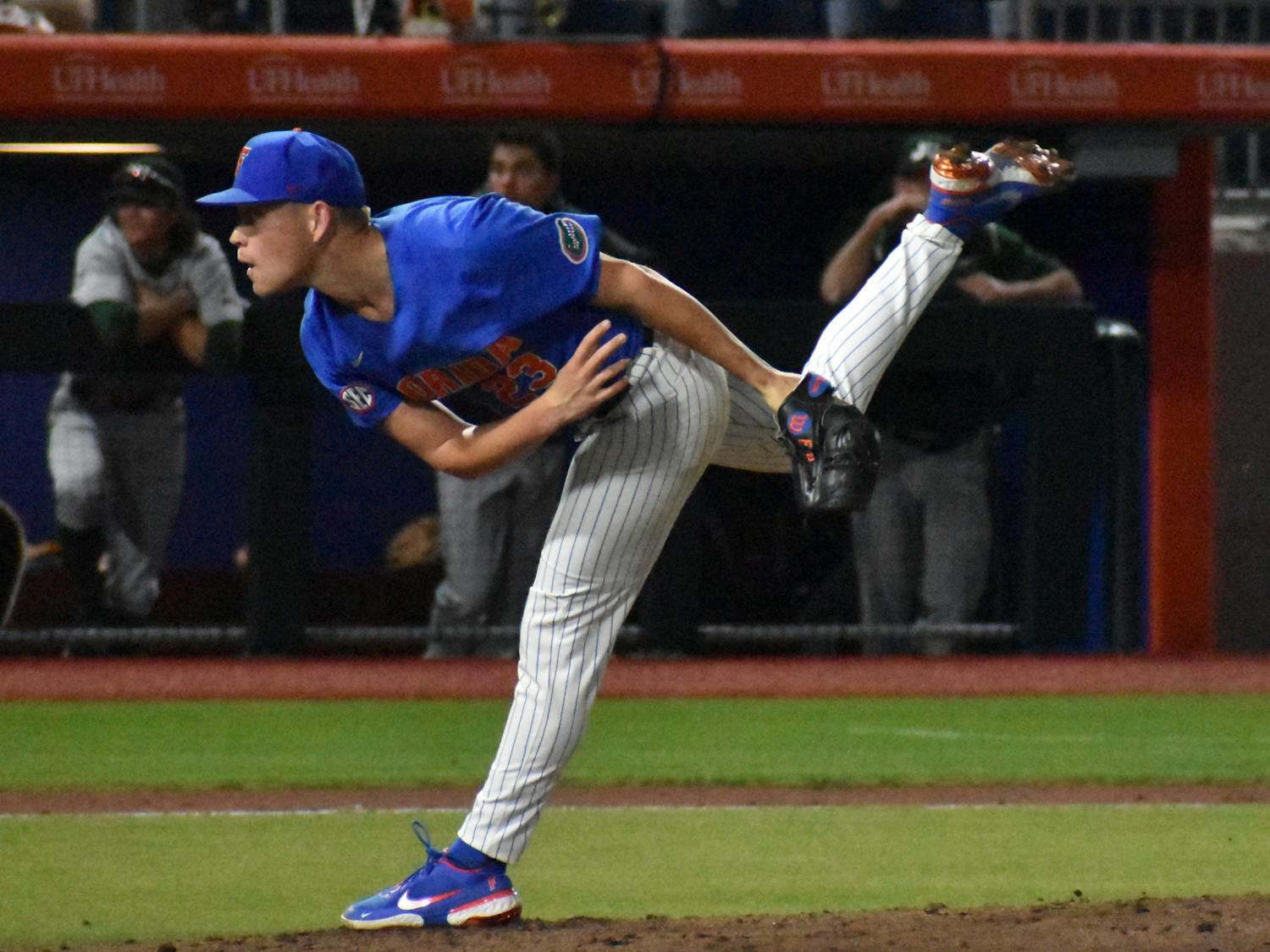 Florida pitcher Jack Leftwich throws against Jacksonville on March 13. Leftwich closed out the Gators' Friday victory against Georgia.