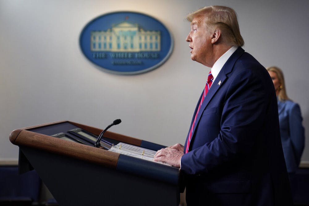 <p>President Donald Trump speaks during a coronavirus task force briefing at the White House, Friday, March 20, 2020, in Washington. (AP Photo/Evan Vucci)</p>
