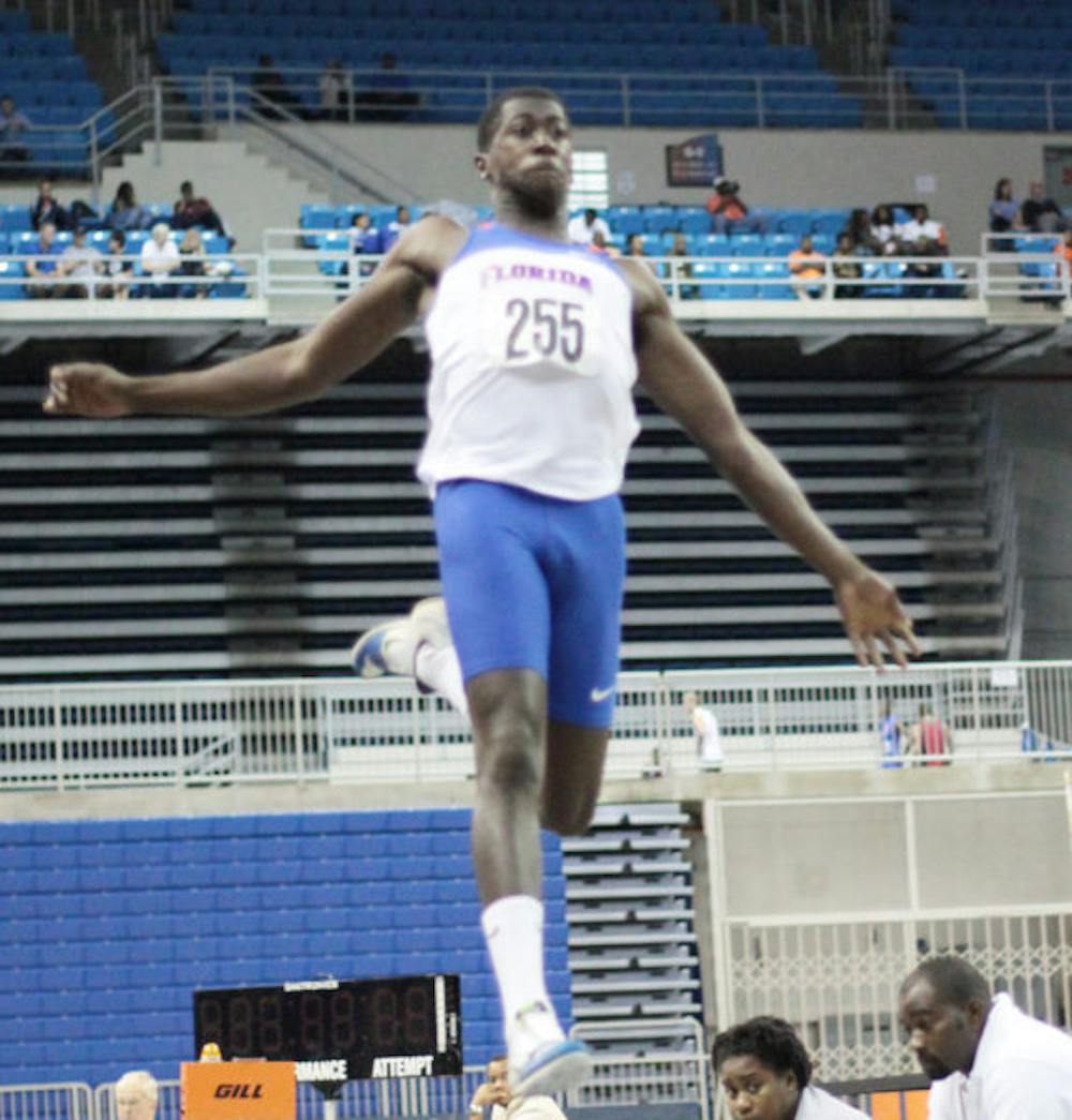 <p><span>Sophomore jumper Marquis Dendy competes in the long jump at the Gator Invitational on Jan. 22, 2012, in the O’Connell Center.</span></p>
<div><span><br /></span></div>