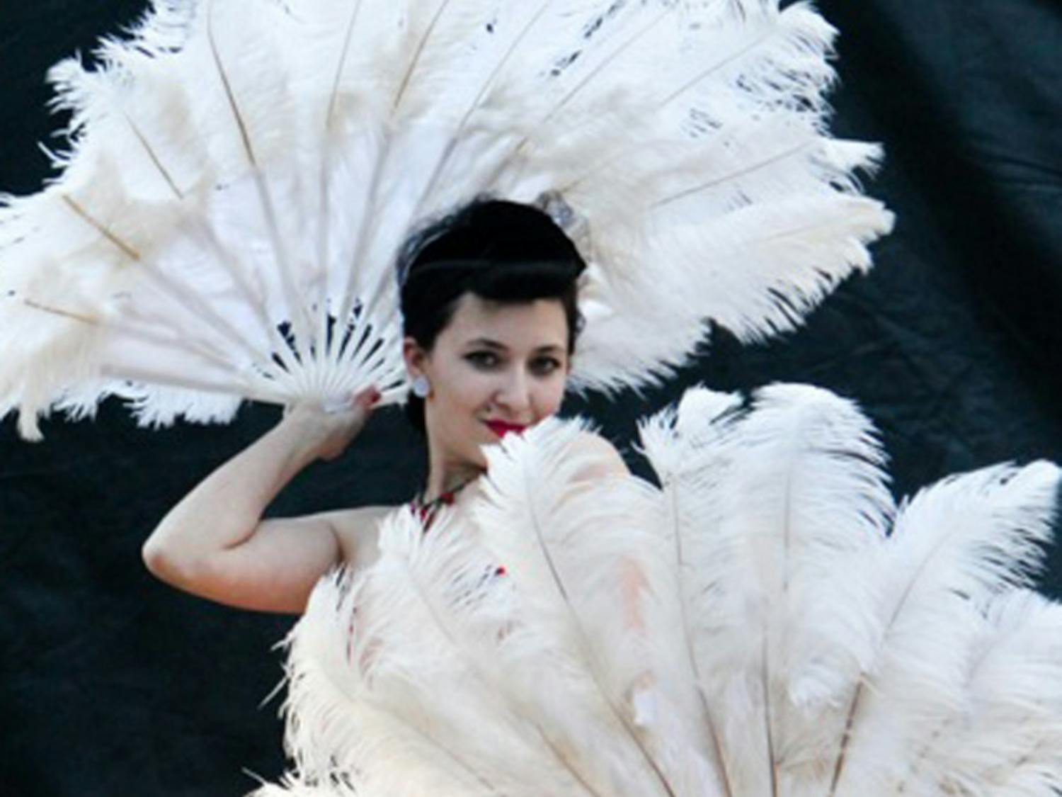 A burlesque dancer, whose stage name is Stella O’Hare, practices for the group’s Friday show, which will be held at the Atlantic, 15 N. Main St. Doors open at 10 p.m., and the show starts at 11:30 p.m. Tickets cost $5. The show is Valentine’s Day-themed, but performers have personalized their acts.