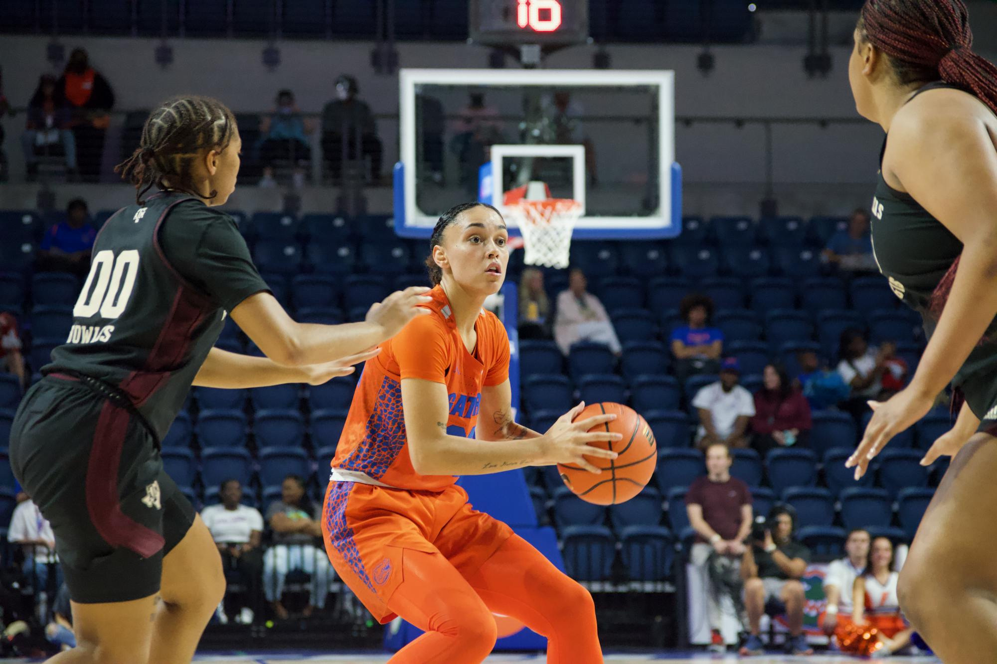 Florida guard Leilani Correa handles the ball in the Gators' 61-54 win against the Texas A&M Aggies Thursday, Feb. 2, 2023
