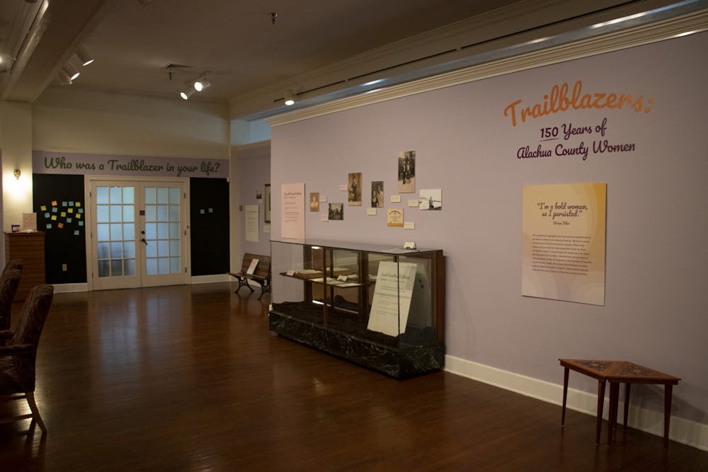 The current exhibit at Matheson History Museum, Trailblazers: 150 Years of Alachua County Women, is seen on Wednesday, Sept. 1, 2021. The exhibit was originally supposed to open on March 24, 2020, but the museum closed due to COVID-19 on March 17, 2020. The exhibit opened in April of this year instead.