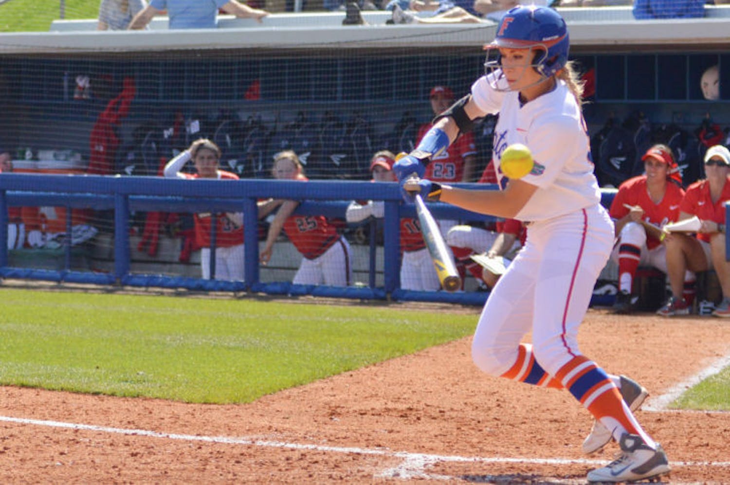 Justine McLean bats during Florida’s 2-0 win against Ole Miss on March 9 at Katie Seashole Pressly Stadium.