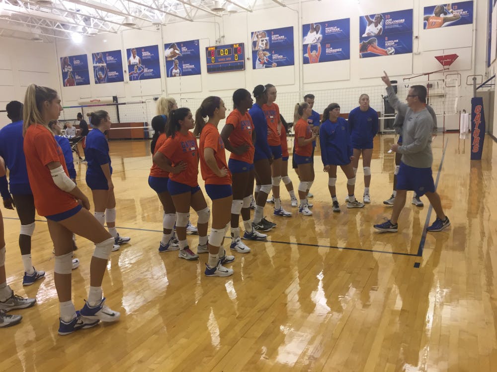 <p>Florida's volleyball team holds an open practice after media day on Aug. 22.</p>