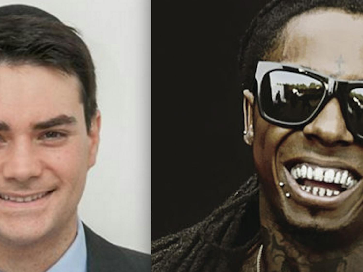 Ben Shapiro, left, and Lil Wayne, right
