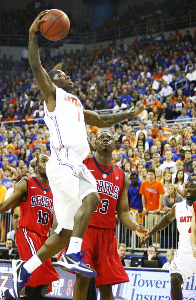Senior guard Kenny Boynton attempts a layup during Florida’s 78-64 win against Ole Miss on Saturday in the O’Connell Center.
