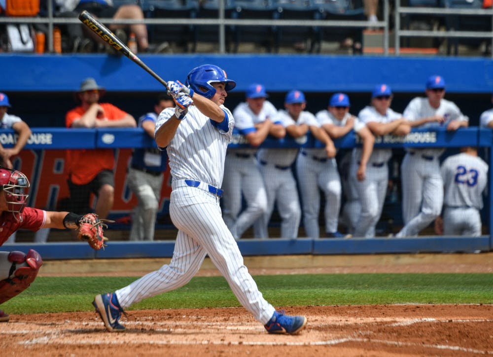 <p dir="ltr"><span>UF left fielder Austin Langworthy went 5 for 12 against Alabama, then had three hits against Florida A&amp;M on Tuesday at Alfred A. McKethan Stadium.</span></p>
<p><span>&nbsp;</span></p>