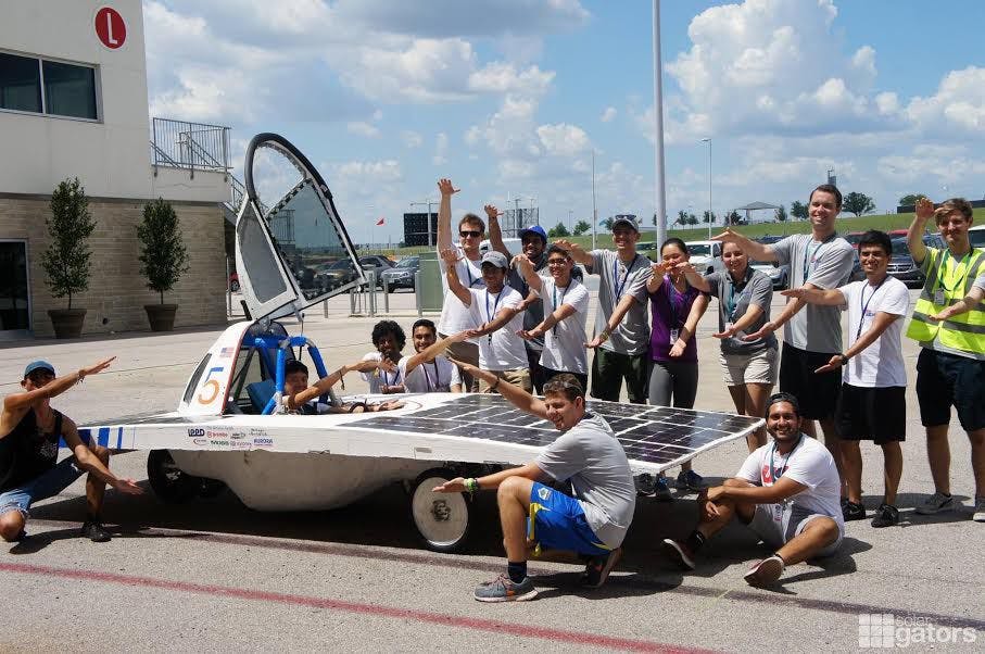 The Solar Gators’ car got onto the competition track just three minutes before the cutoff for the final race. Solar Gators president Ananda Sundararaman said when they were able to scale the first hill on the track, all the universities that helped the team burst into cheers.