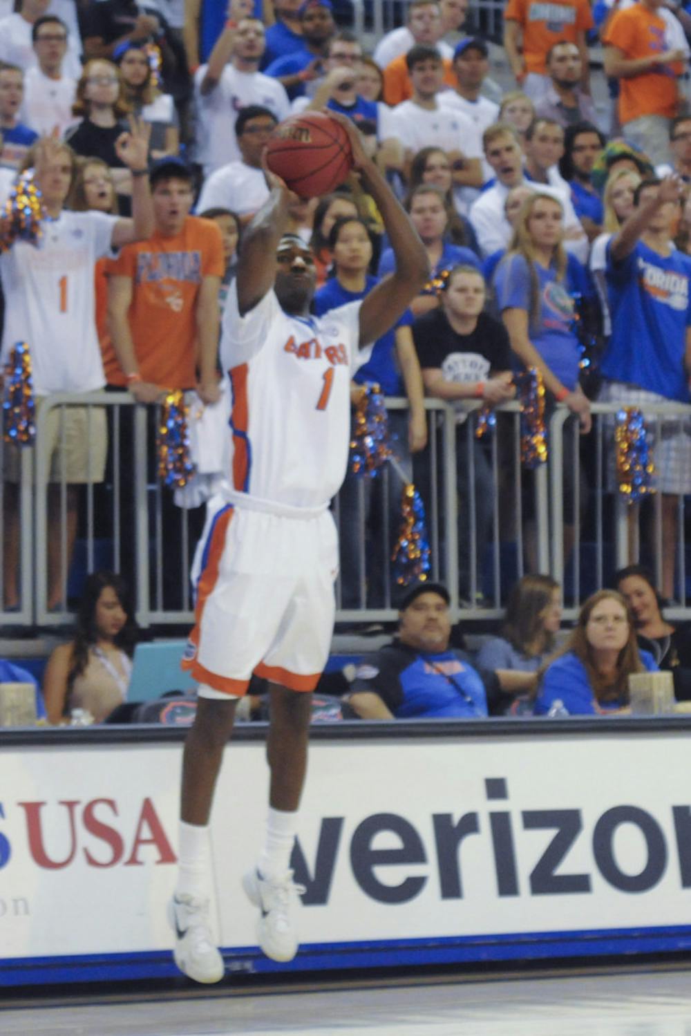 <p>UF swingman DeVon Walker shoots a three-pointer during Florida's 104-54 win against North Carolina A&amp;T on Nov. 16, 2015, in the O'Connell Center.</p>