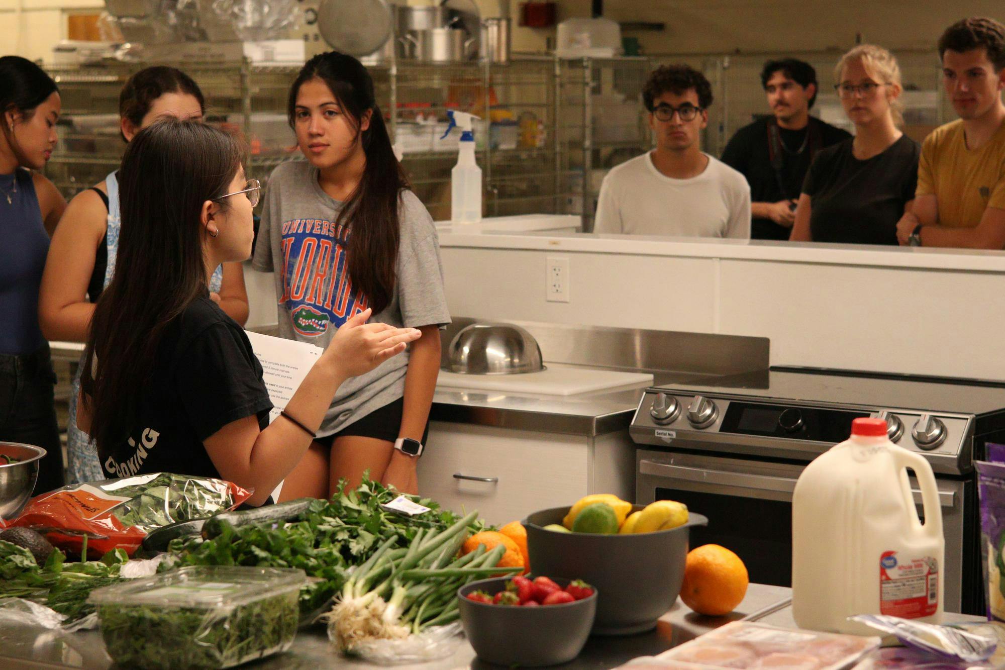 Contestants get ready for the cooking competition.