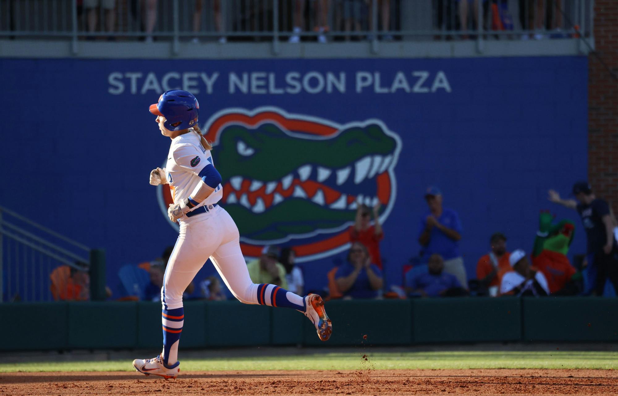 Florida shortstop Skylar Wallace runs the bases during the Gators&#x27; 13-4 win over the Georgia Bulldogs Friday, April 14, 2023.