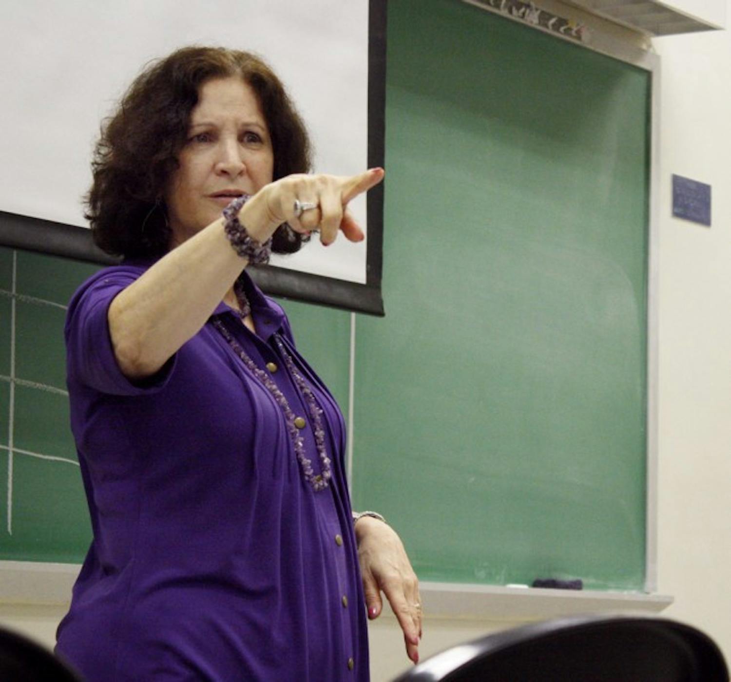 American Sign Language professor Glenna Ashton teaches students during her American Sign Language 2 class on Tuesday.