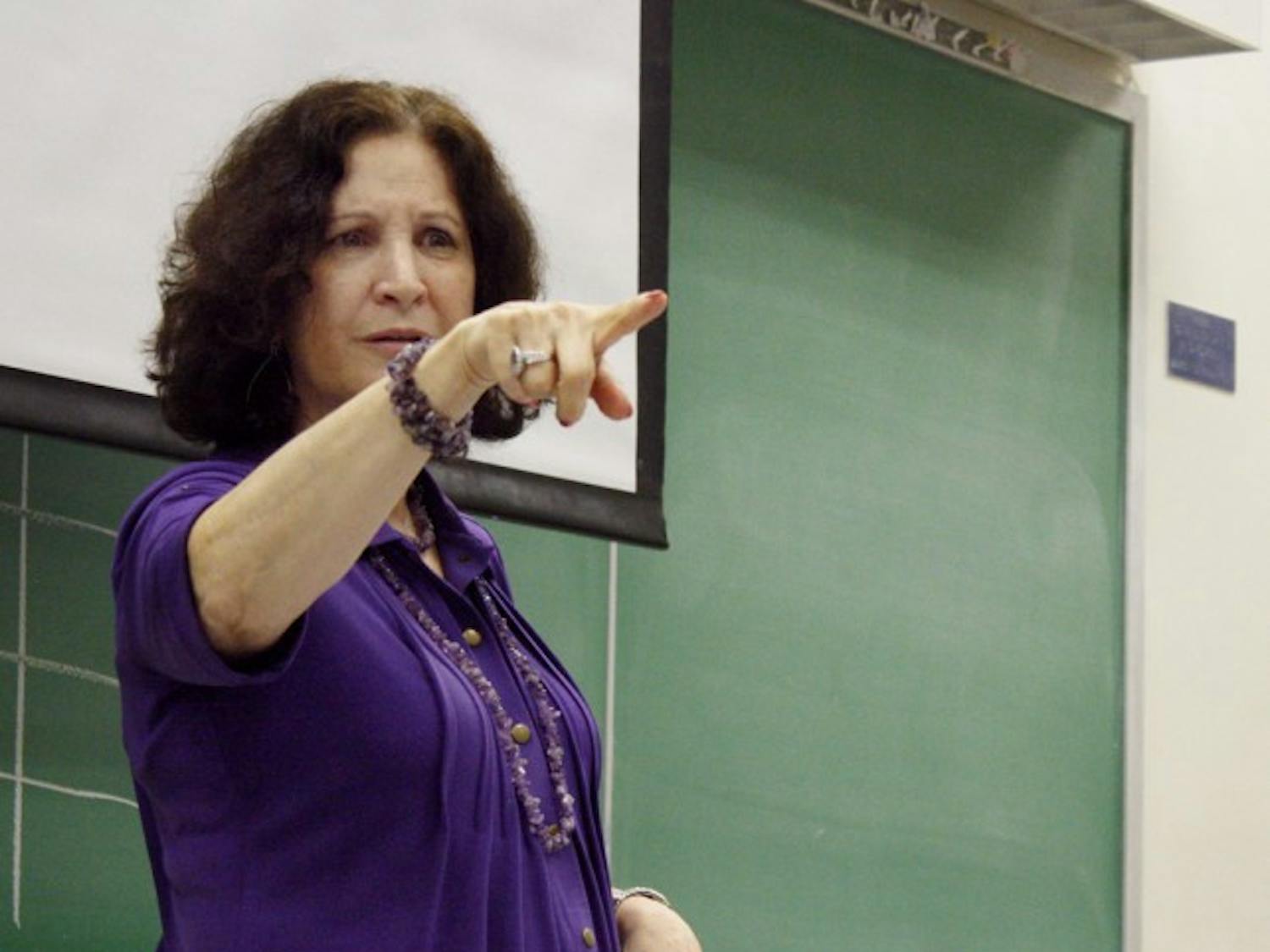 American Sign Language professor Glenna Ashton teaches students during her American Sign Language 2 class on Tuesday.
