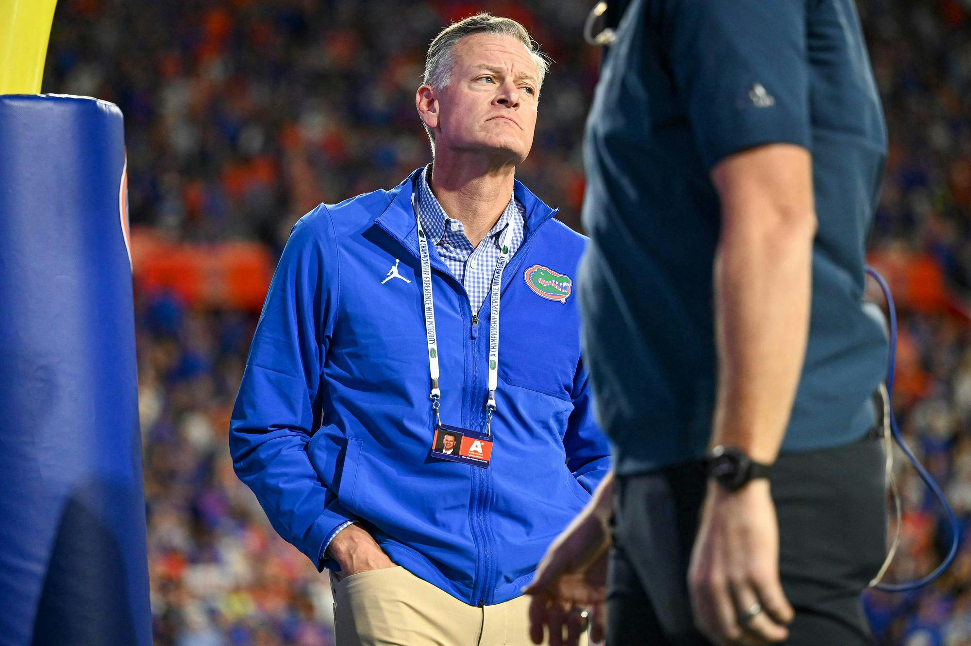 Florida Gators athletics director Scott Stricklin during the second half of a NCAA college football game, Saturday, Oct. 18, 2025, in Gainesville, Fla.