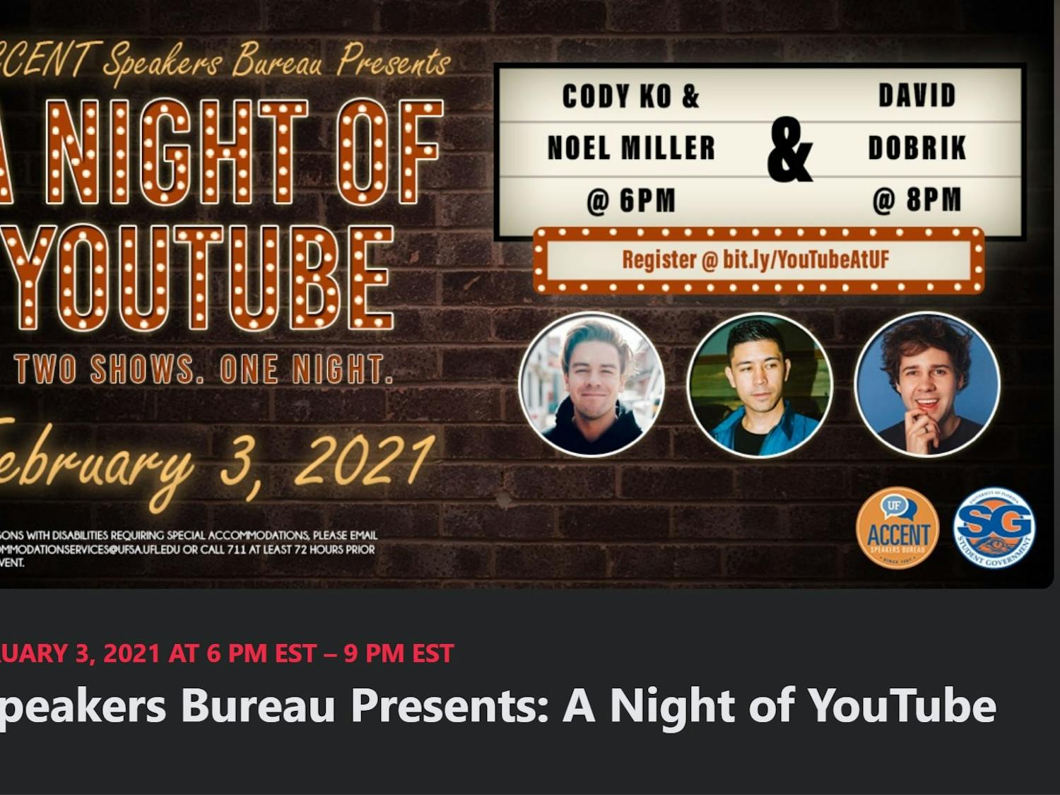 Screenshot of the "A Night of YouTube" Accent speaker event on Facebook`