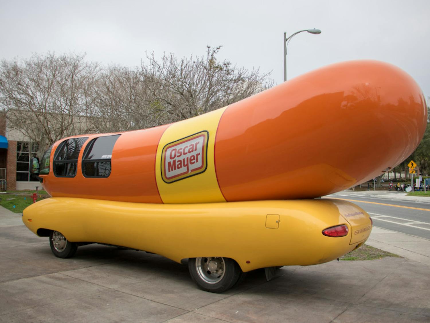 Oscar Mayer’s Weinermobile parked outside Gator Corner Dining Hall Wednesday afternoon.