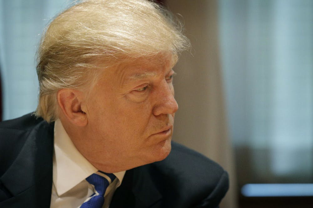 Republican presidential candidate Donald Trump speaks with community members at the Polish National Alliance, Wednesday, Sept. 28, 2016, in Chicago.