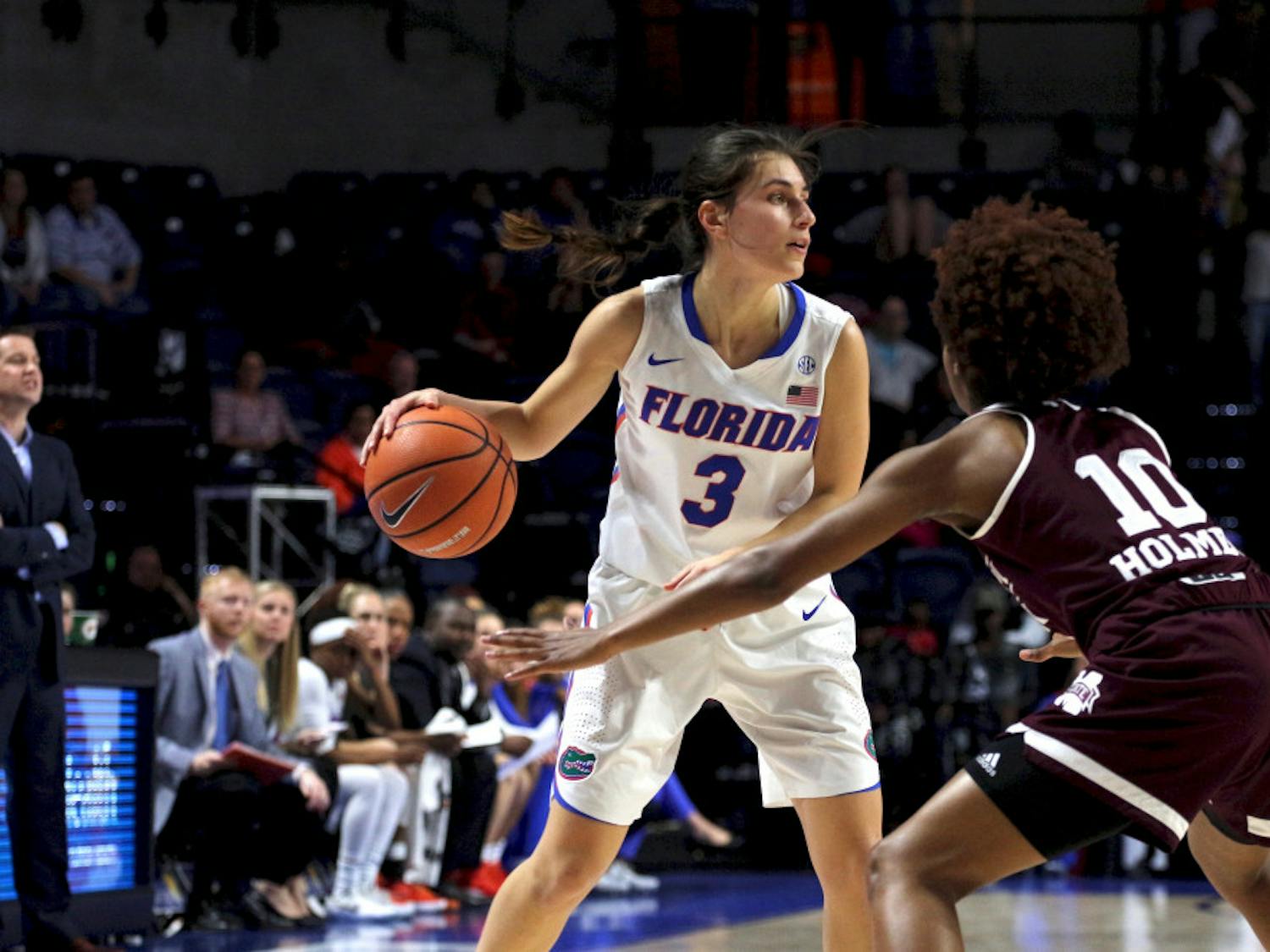 Guard Funda Nakkasoglu led the Gators in scoring with 43 points through the first two games. She's the only UF player shooting over 50.0 percent from the field (57.1). 