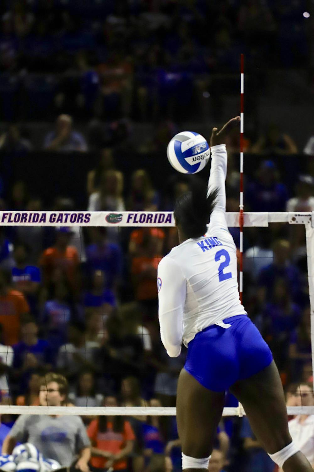 <p dir="ltr">Redshirt junior middle blocker Darrielle King played an integral role in Florida’s sweep weekend at home against South Florida, James Madison and Long Beach State. The 6-foot-3 attacker notched a career-high 15 kills against the Beach and tallied 25 on the weekend. She will be one of Florida’s key players when the team takes on the Seminoles at 6 p.m. on Tuesday. </p>
