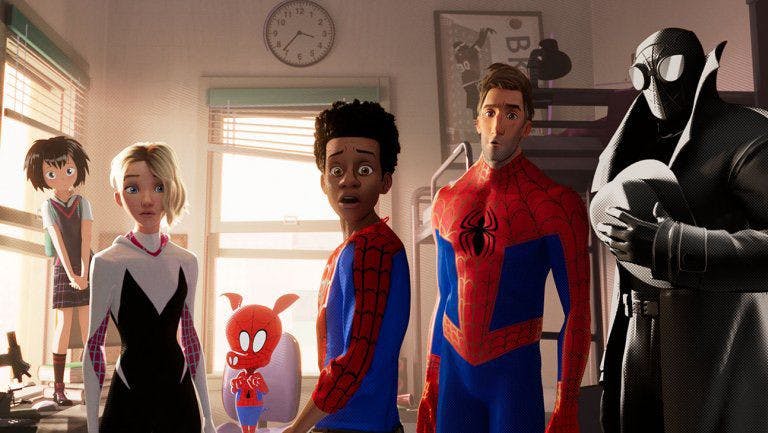 The five different iterations of the famous web-slinger in "Spiderman: Into the Spider-Verse" perfectly encapsulate the essence of the hero with spectacular performances from the entire star-studded cast.