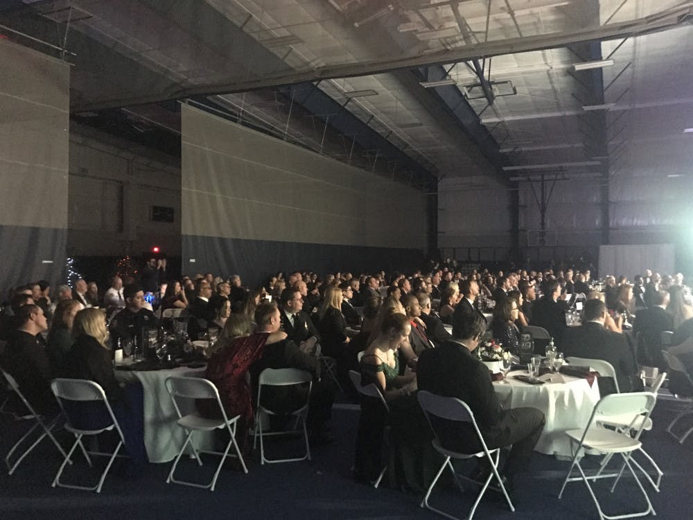 About 250 first responders and their families eat dinner at Legacy Park and learn more about The Grit Foundation Saturday evening. 