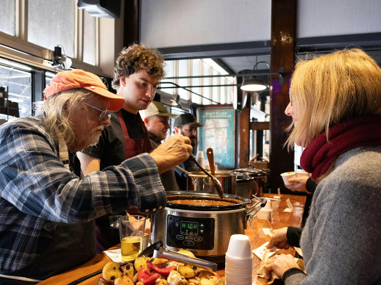 Judges try chili at the 3rd Annual Chili Cook-Off, Sunday, Feb. 1, 2026 in Downtown Gainesville, Fla.